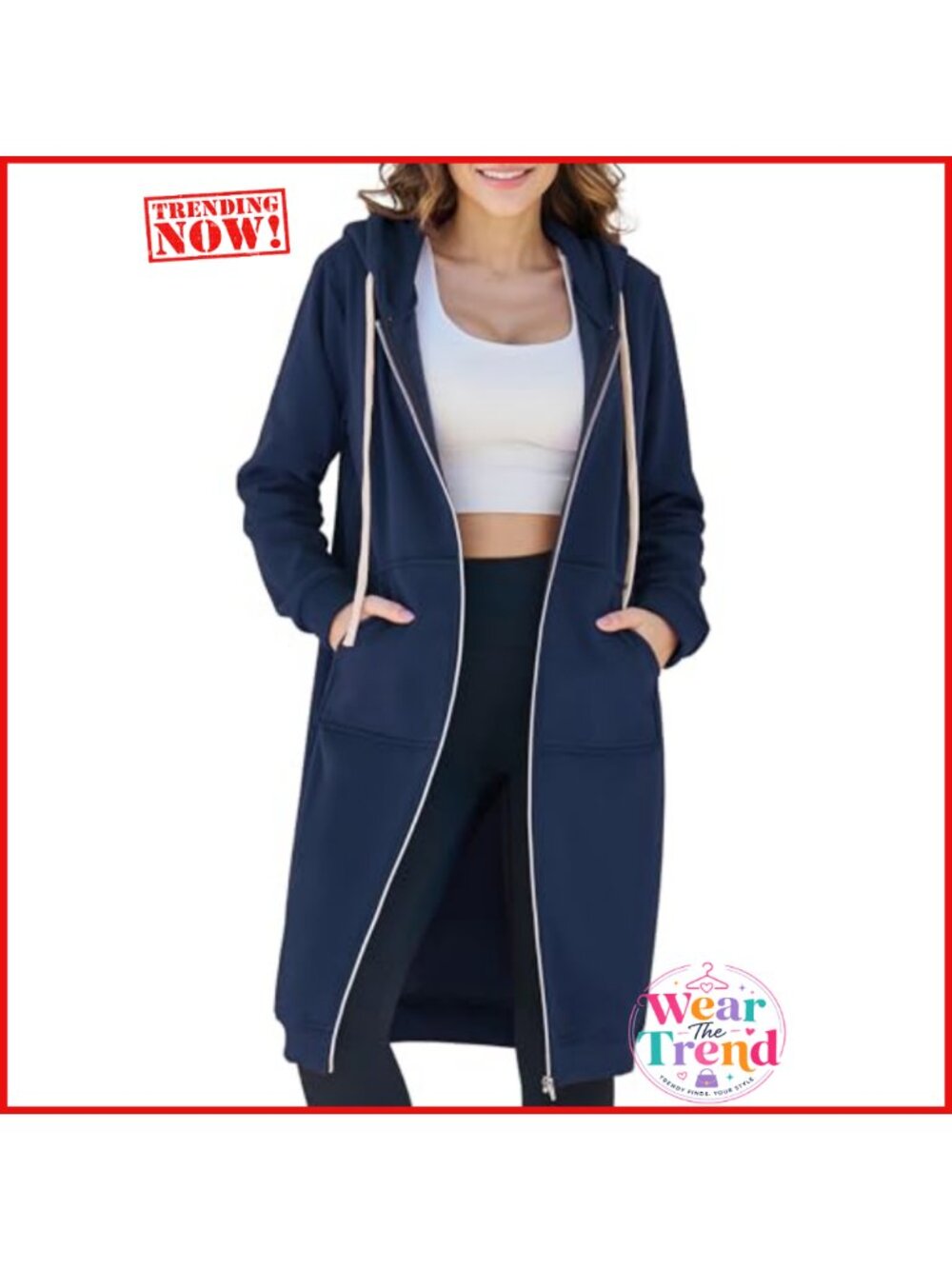 Women's Full Zip Hoodie Fleece Lined Long Sweatshirt Pockets